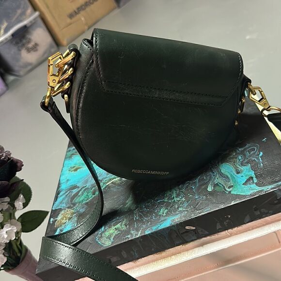 Rebecca Minkoff Forest Green Astor Saddle Leather Crossbody Bag - Picture 2 of 6